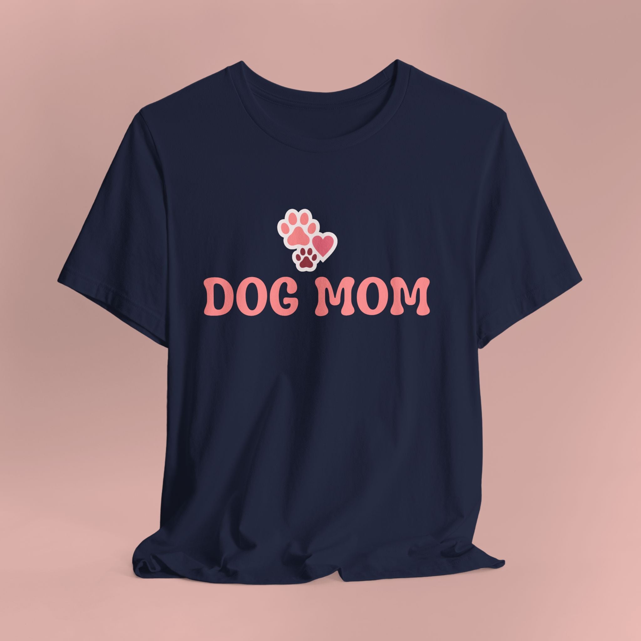 Dog Mom T-Shirt — Pink Paw Graphic Tee for Dog Lovers