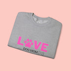 Dog Mom Love Crewneck Sweatshirt — Pink Paw Graphic