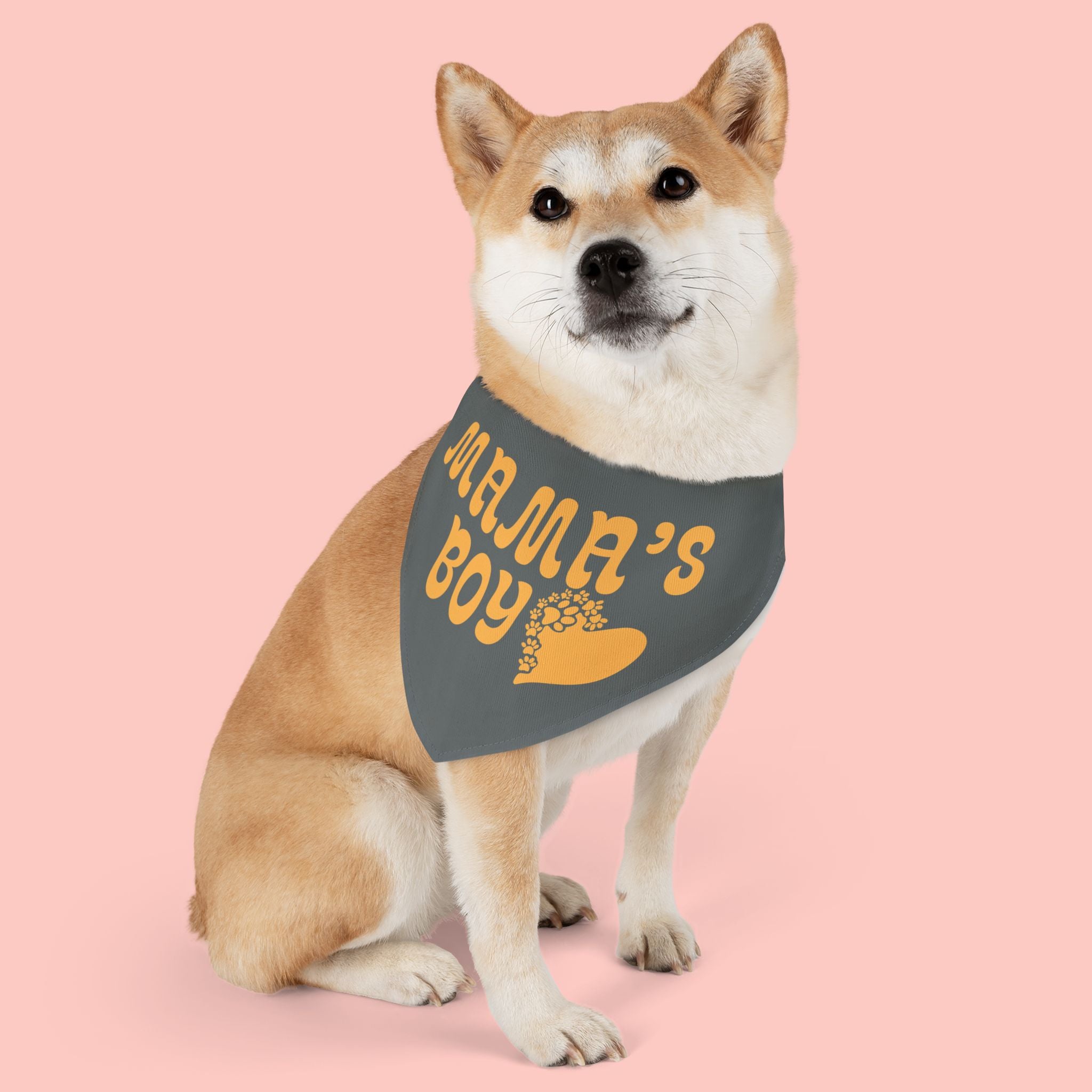 Mama's Boy Pet Bandana Collar – Cute Dog Bandana with Heart Paw Design