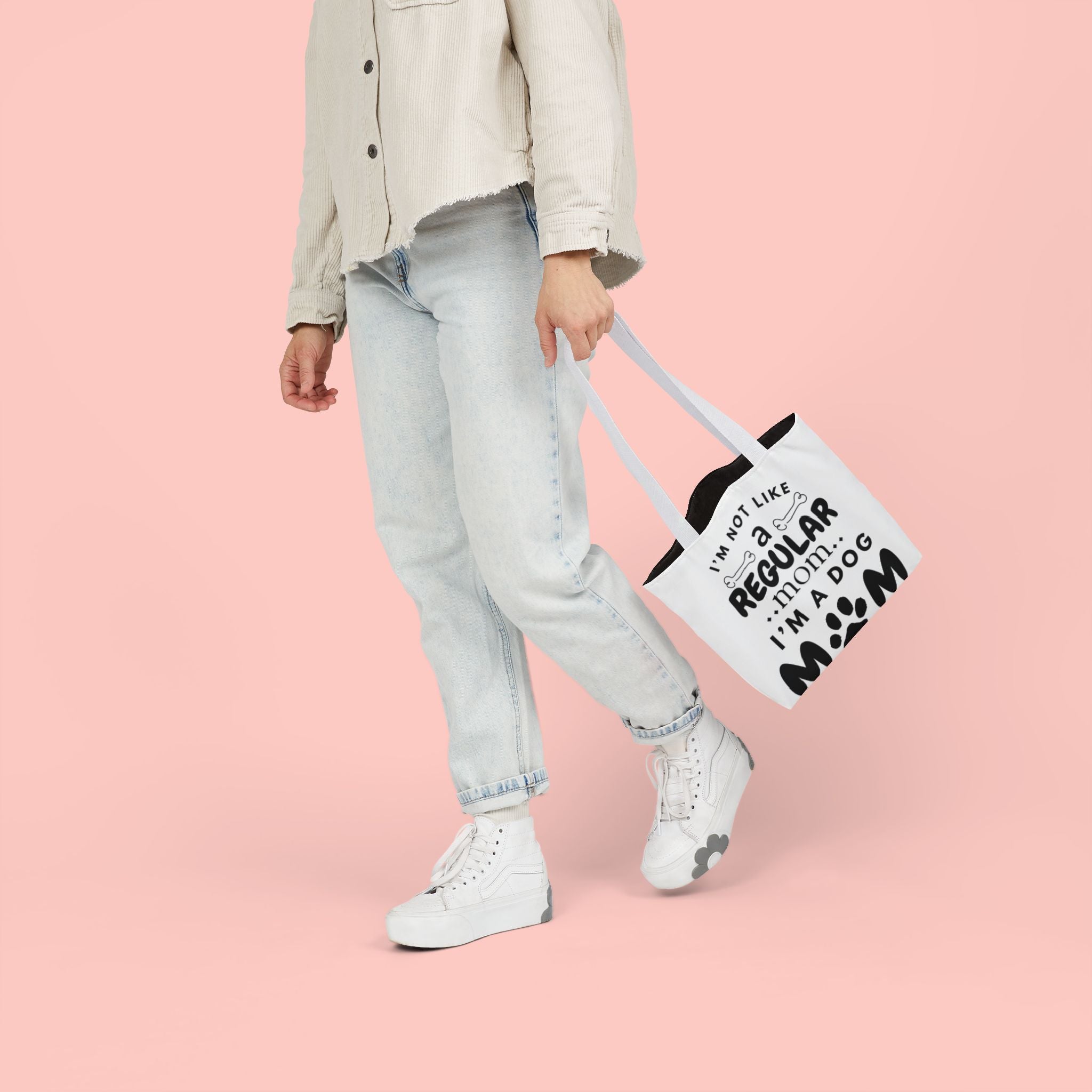 Dog Mom Canvas Tote Bag — “I’m Not Like a Regular Mom… I’m a Dog Mom”