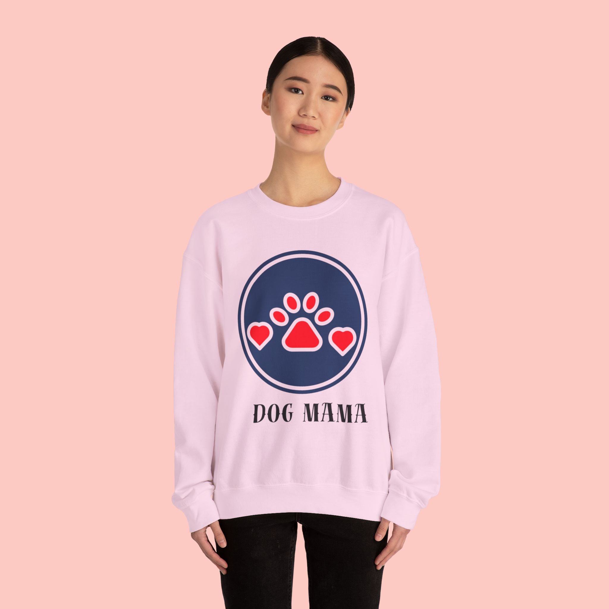 Dog Mama Crewneck Sweatshirt — Cute Paw Print Graphic for Dog Lovers