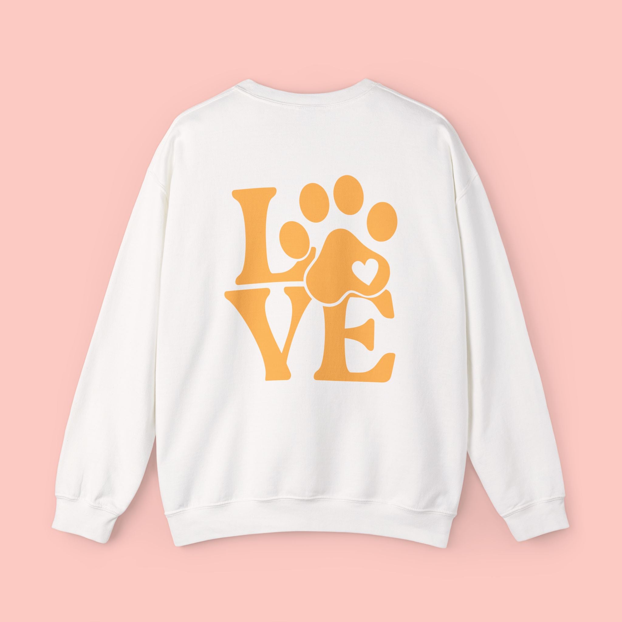 Crewneck Sweatshirt - 'LOVE' Paw Print Graphic | Pet Lover Pullover