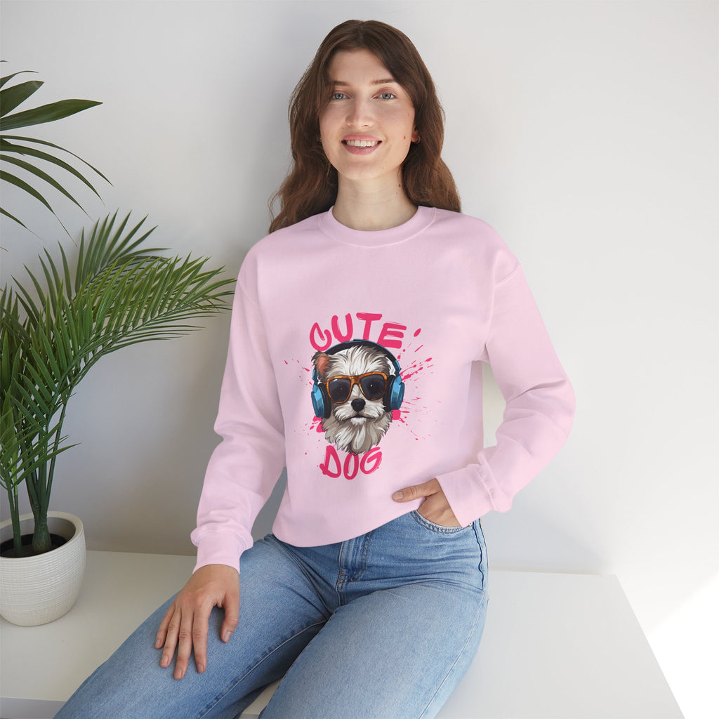 Cute Dog Sweatshirt — Cool Pup with Headphones Graphic Crewneck
