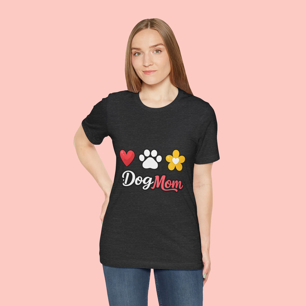 Dog Mom T-Shirt – Heart, Paw & Flower Graphic Tee