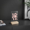 Acrylic Sign — Pink Paw LOVE Desk Decor with Wooden Stand