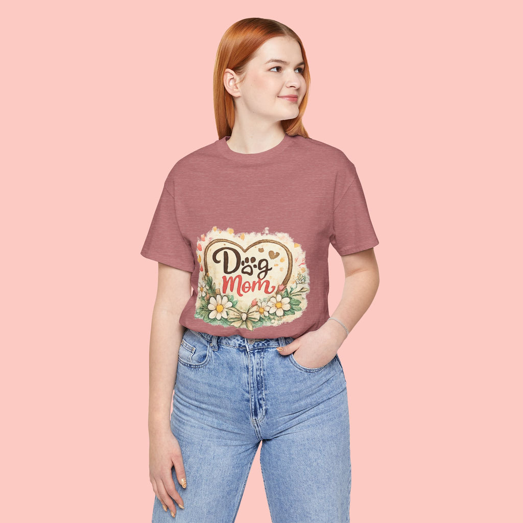 Dog Mom T-Shirt – Floral Paw Heart Graphic Tee