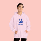 Dog Mom Paw Print Hoodie – Cute Pet Lover Sweatshirt, Blue Paw 'DOG MOM' Design
