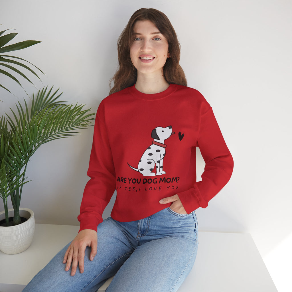 Are You Dog Mom? Cute Dalmatian Crewneck Sweatshirt for Dog Lovers