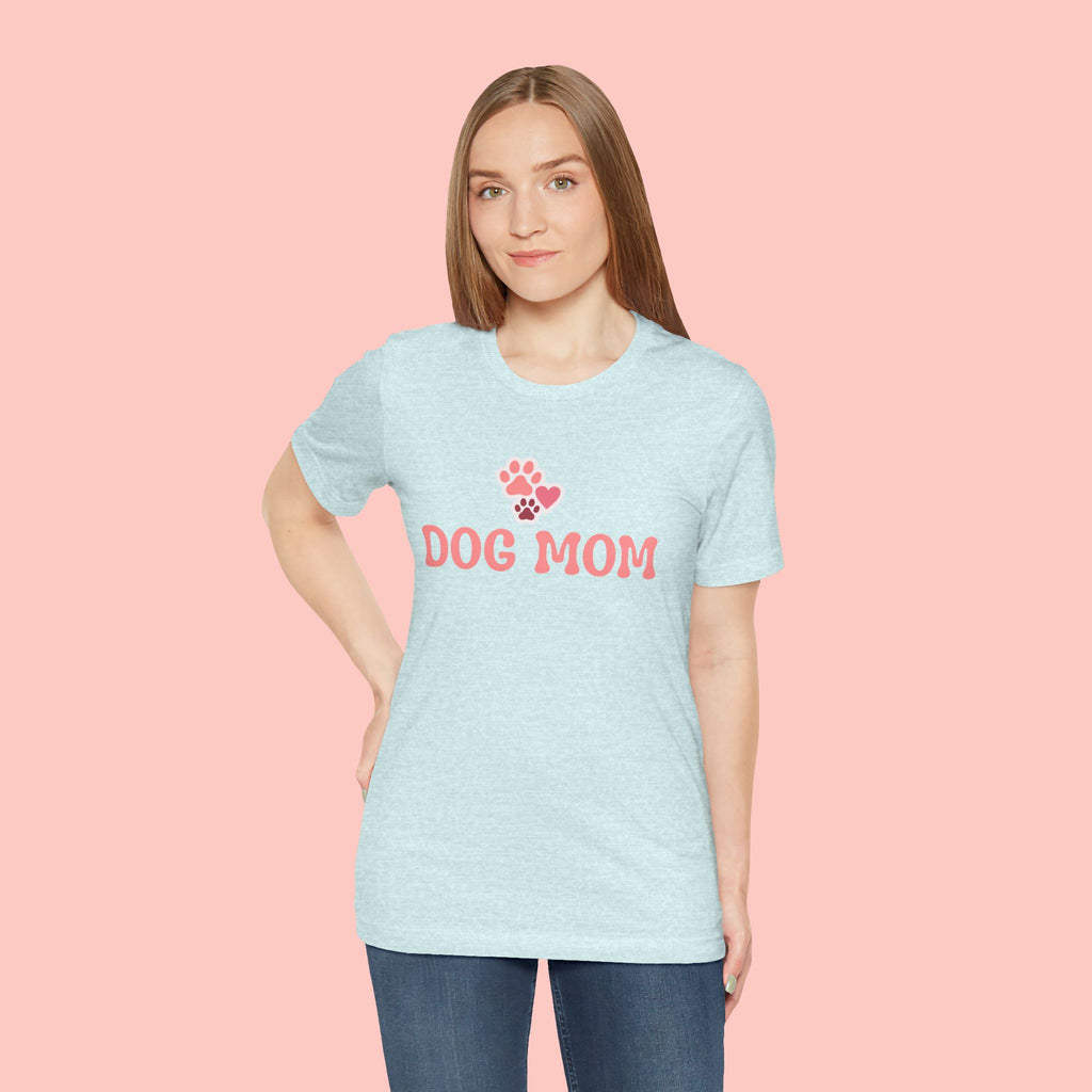 Dog Mom T-Shirt — Pink Paw Graphic Tee for Dog Lovers