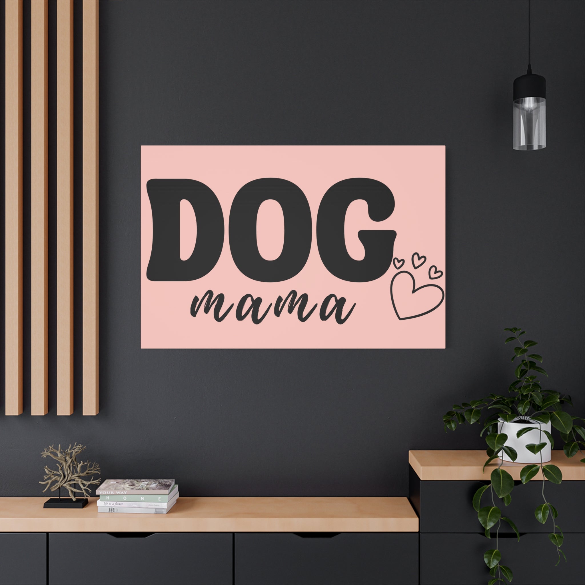 Dog Mama Pink Canvas Wall Art — Heart Pet Mom Decor