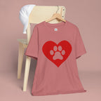 Pet Lover T-Shirt — Red Heart Paw Print Tee