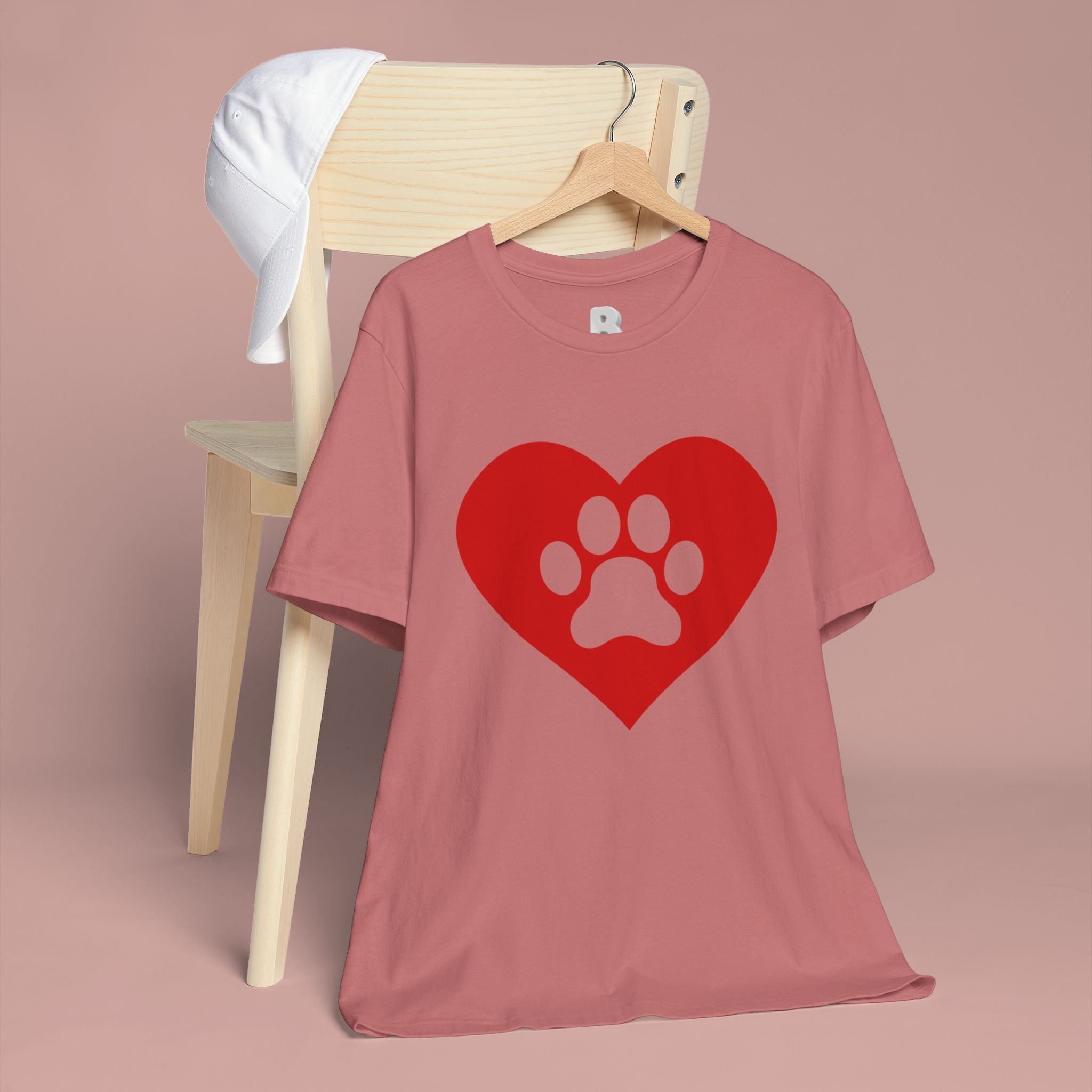 Pet Lover T-Shirt — Red Heart Paw Print Tee