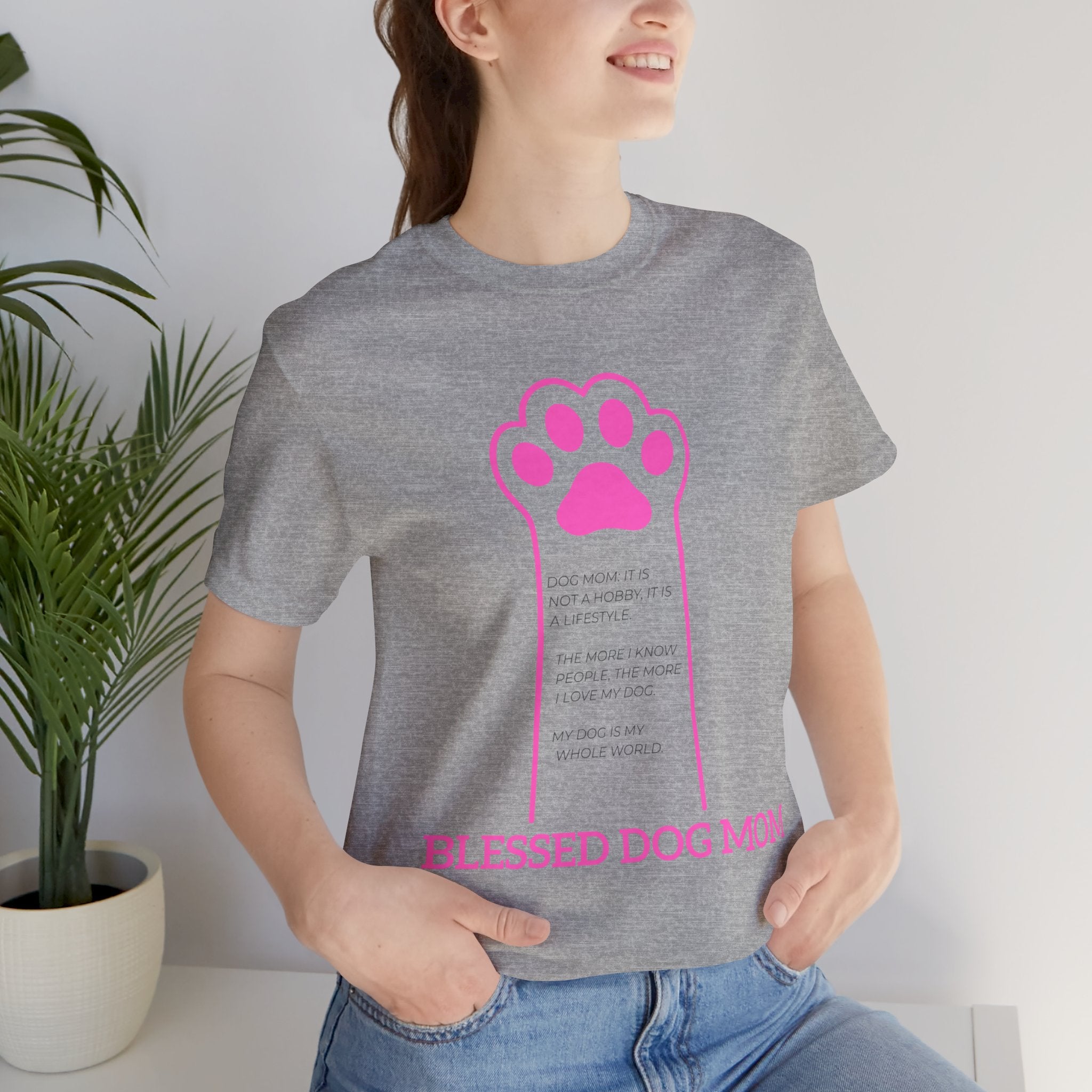 Blessed Dog Mom T-Shirt — Pink Paw Graphic Tee
