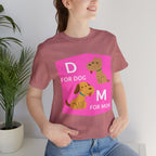 Dog Mom T-Shirt — Cute Pink "D for Dog, M for Mom" Graphic Tee