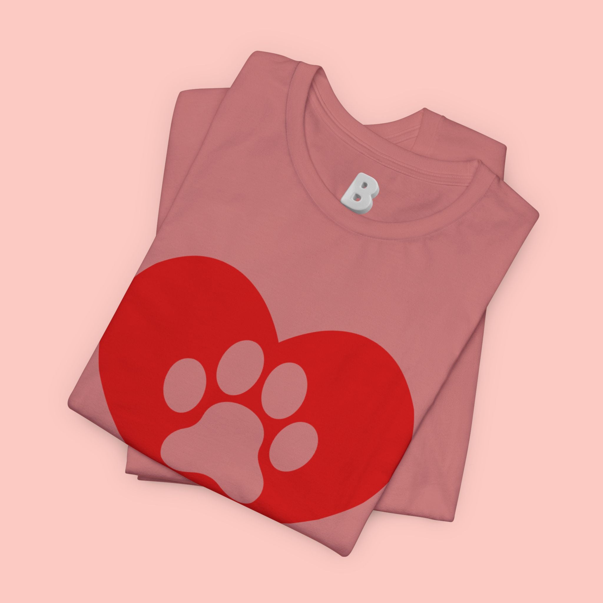 Pet Lover T-Shirt — Red Heart Paw Print Tee